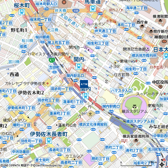 関内駅前セルテ付近の地図
